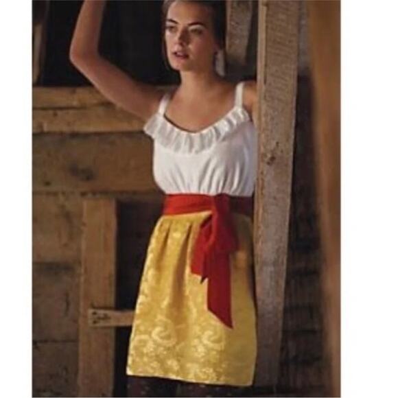 Anthropologie Dresses & Skirts - Anthropologie Moulinette Soeurs Fields of Gold off white gold silk linen dress 6